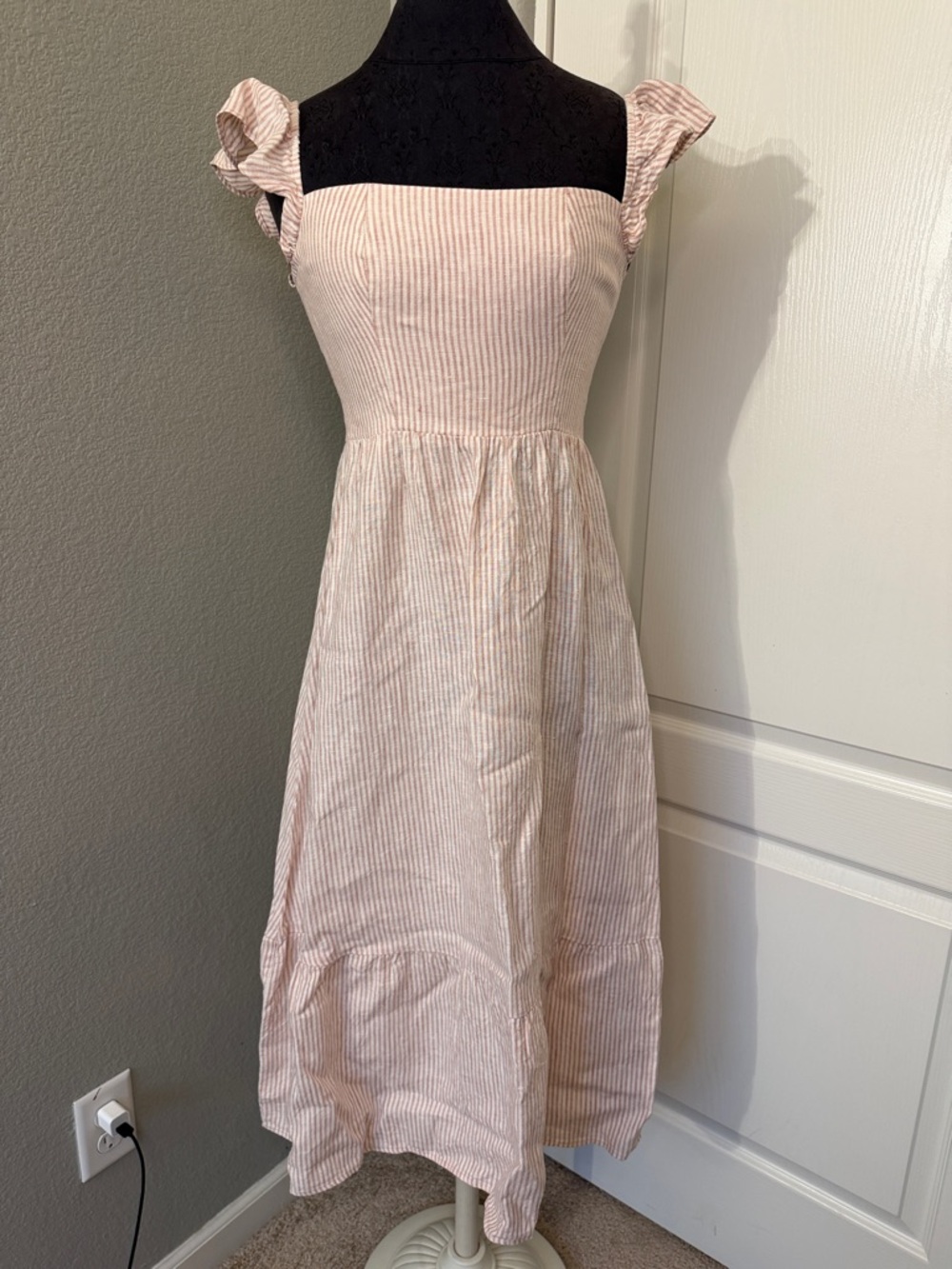 Reformation Lucila Linen Dress Square Neck Size 0 - Picture 2 of 10